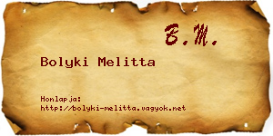 Bolyki Melitta névjegykártya